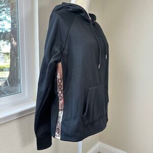 Bebe Sport Black‎ Hoodie Womens 1X Activewear Pullover Sequins Chic Athleisure